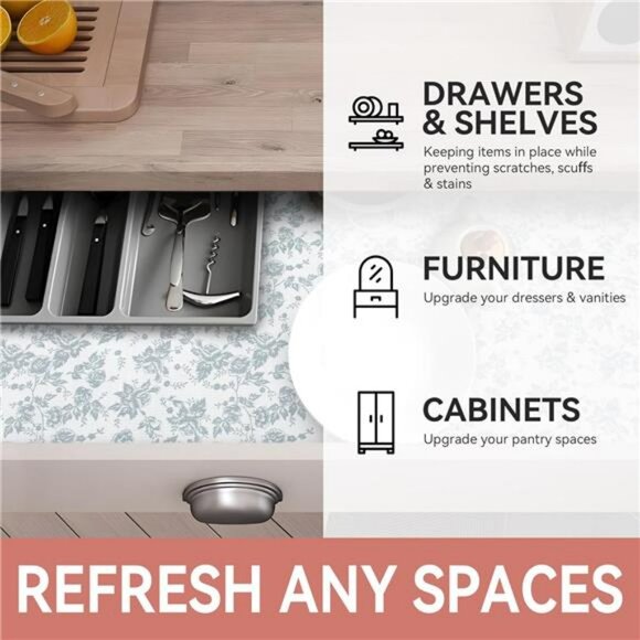 Shelf Liner 12x20ft Non Slip Waterproof Washable Cabinet Drawer Liner Durable - Picture 6 of 7